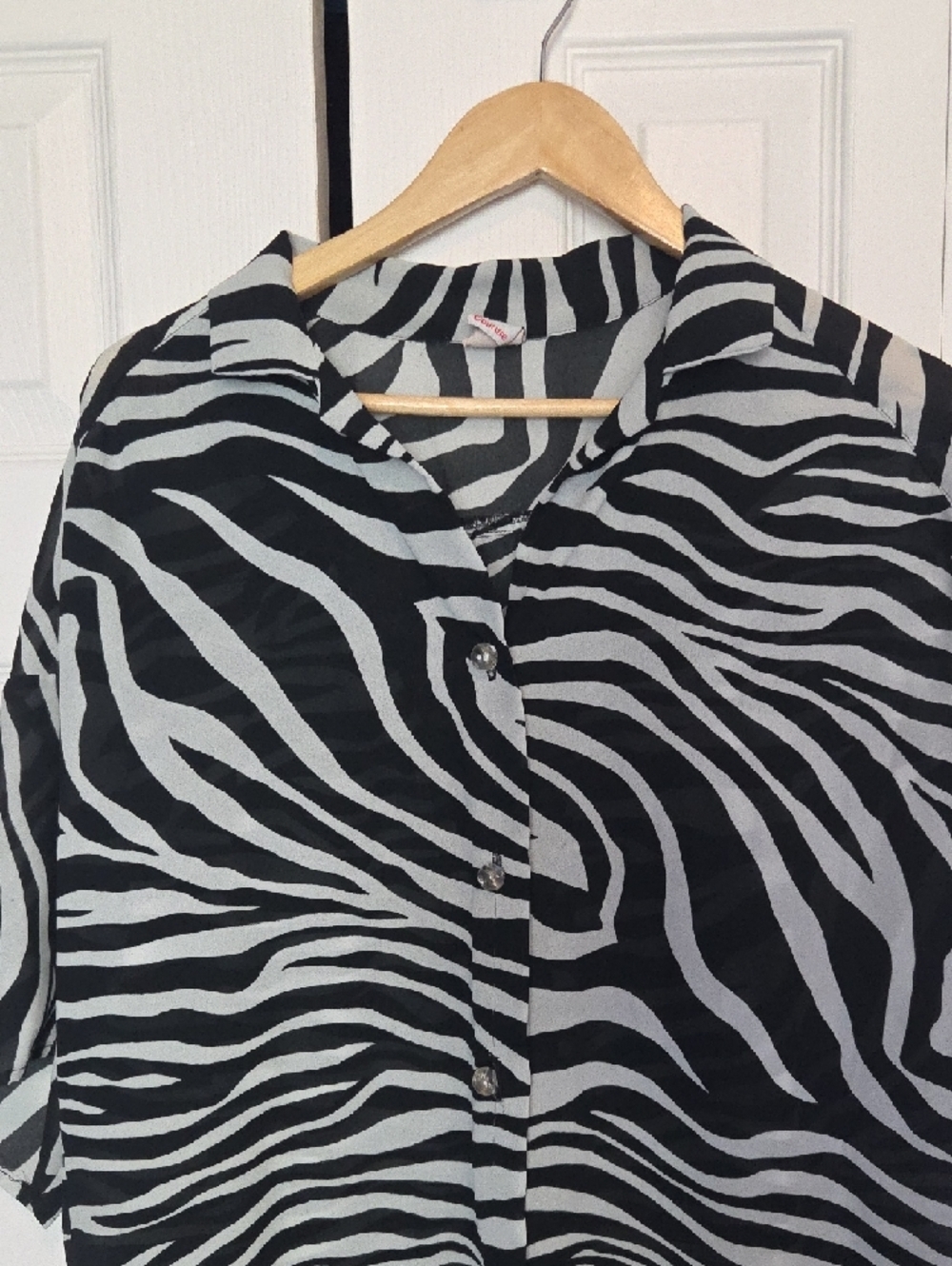 Vintage Black and White Zebra Print Blouse - Picture 2 of 5